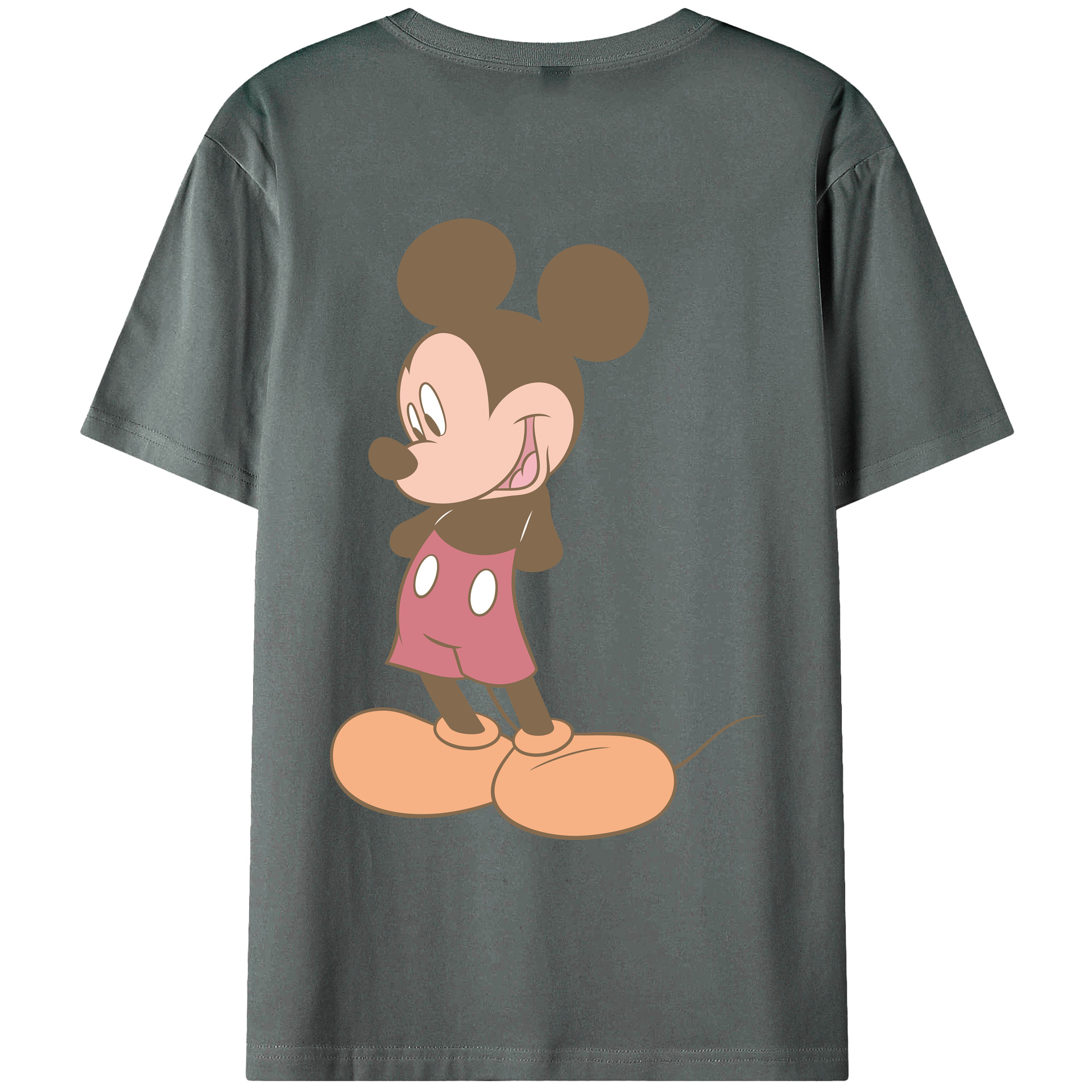 ミッキーマウス Mickey Mouse 綿100％ メンズ半袖Tシャツ（バックプリント） 通気性